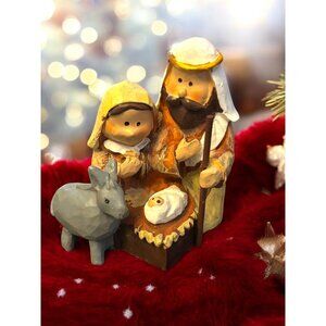 Vintage Mini Holy Family Manger Scene Figurine 2.5"